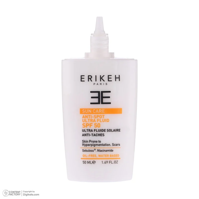 کرم ضد آفتاب بدون رنگ اریکه SPF50 مدل Anti-Spot ‌محافظ UVA،UVB مناسب انواع پوست حجم 50 میلی‌لیتر