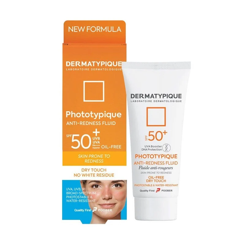 فلوئید ضدآفتاب بی رنگ درماتیپیک SPF 50 مدل Anti Redness ‌محافظ UVA ،UVB مناسب برای انواع پوست‌ حجم 40 میلی‌لیتر