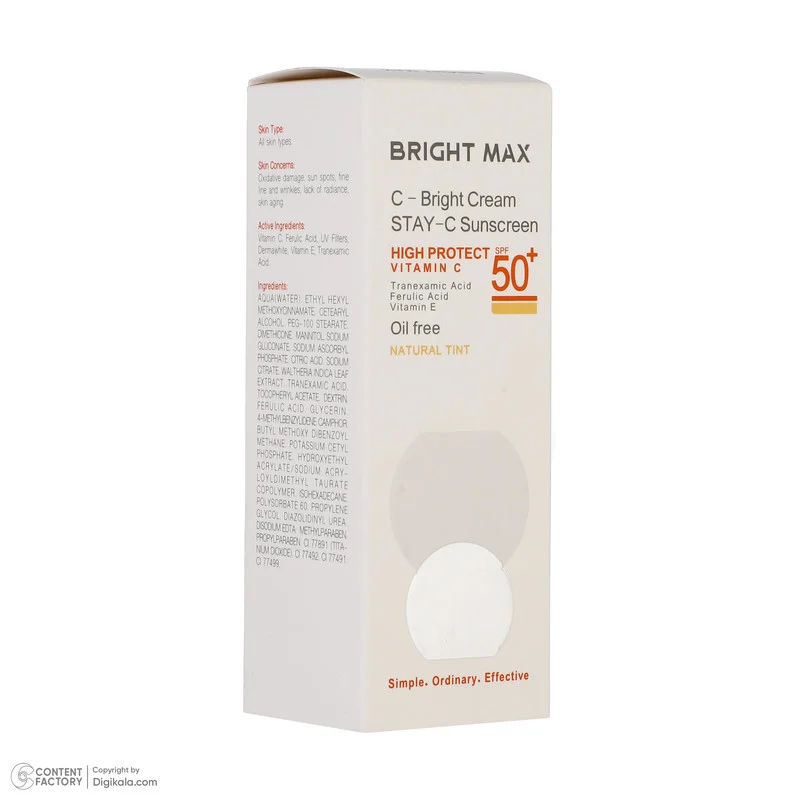 کرم ضدآفتاب رنگی برایت مکس SPF50 مدل C-B ‌مناسب انواع پوست، حجم 50 میلی‌لیتر