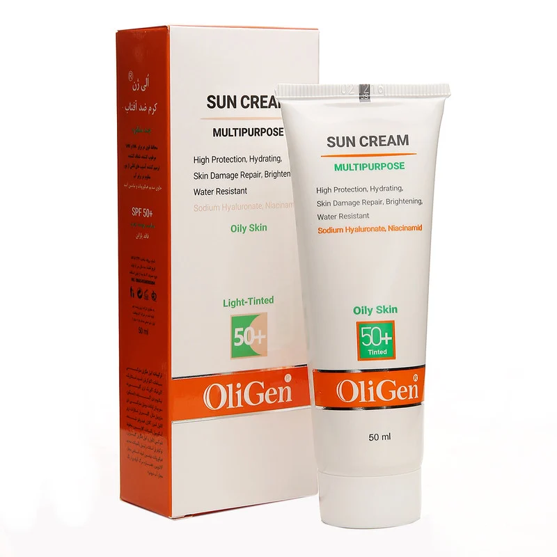 کرم ضد آفتاب رنگی الی ژن SPF 50 مدل L_T_O مناسب پوست‌های چرب حجم 50 میلی‌لیتر