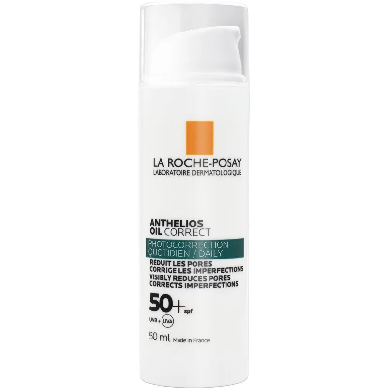 کرم ضد آفتاب بدون رنگ لاروش پوزای SPF 50 مدل ANTHELIOS OIL CORRECT ‌مناسب پوست‌های چرب و مختلط حجم 50 میلی‌لیتر