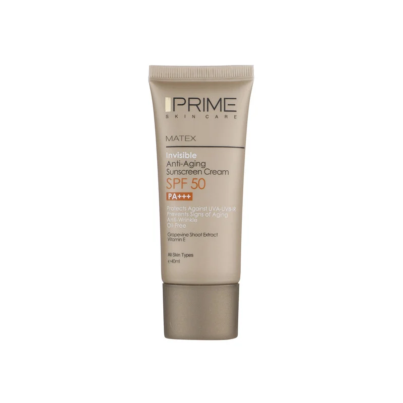 کرم ضد آفتاب و ضد چروک بی رنگ پرایم مدل Matex Colorless SPF50 مناسب انواع پوست حجم 40 میلی لیتر