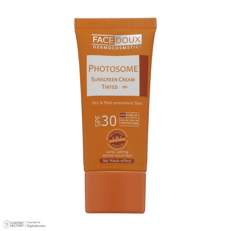 کرم ضد آفتاب رنگی فیس دوکس SPF 30 مدل photosome 02 محافظ اشعه UVA و UVB، ‌ضد آب، مناسب پوست های خشک حجم 40 میلی لیتر