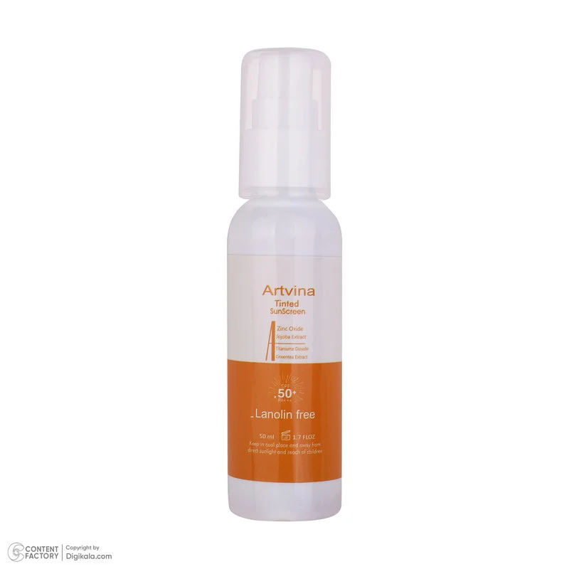 کرم ضد آفتاب رنگی آرت وینا SPF 50 مدل جوجوبا ‌محافظ UVA ، UVB مناسب انواع پوست حجم 50 میلی‌لیتر