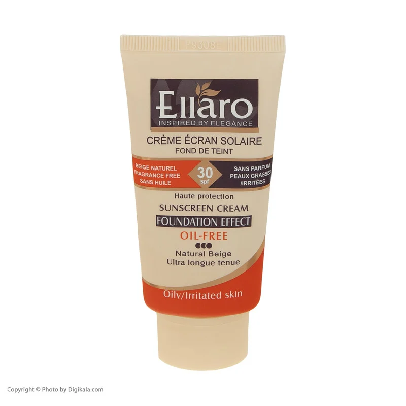 کرم ضد آفتاب رنگی الارو SPF30 سری Foundation Effect مدل Natural Beige محافظ UVB، مناسب پوست‌های چرب و حساس تحت لیسانس حجم 40 میلی‌لیتر