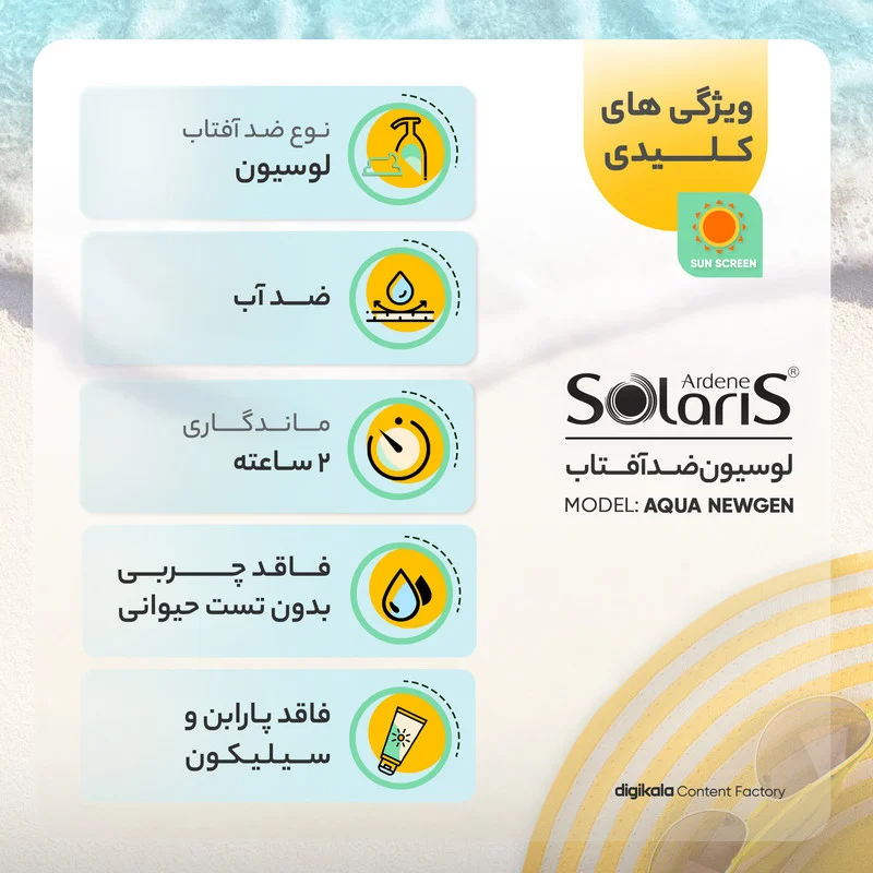 لوسیون ضدآفتاب آردن سولاریس مدل AQUA NEWGEN، حجم 100 میلی‌لیتر
