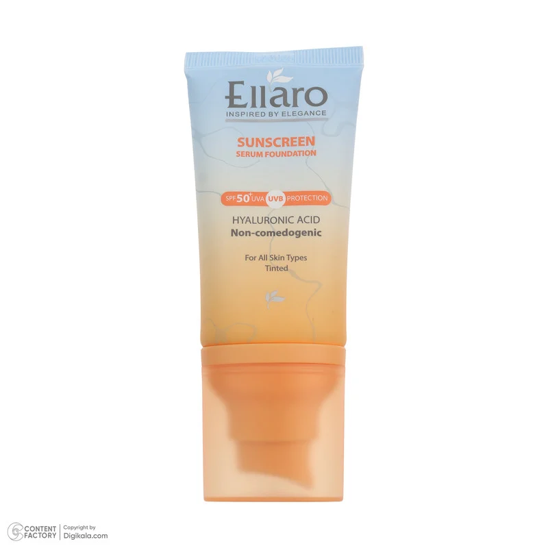 کرم ضد آفتاب رنگی صورت الارو SPF 50 مدل Hyaluronic acid ‌محافظ در برابر اشعه UVA و UVB مناسب برای انواع پوست حجم 40 میلی‌لیتر