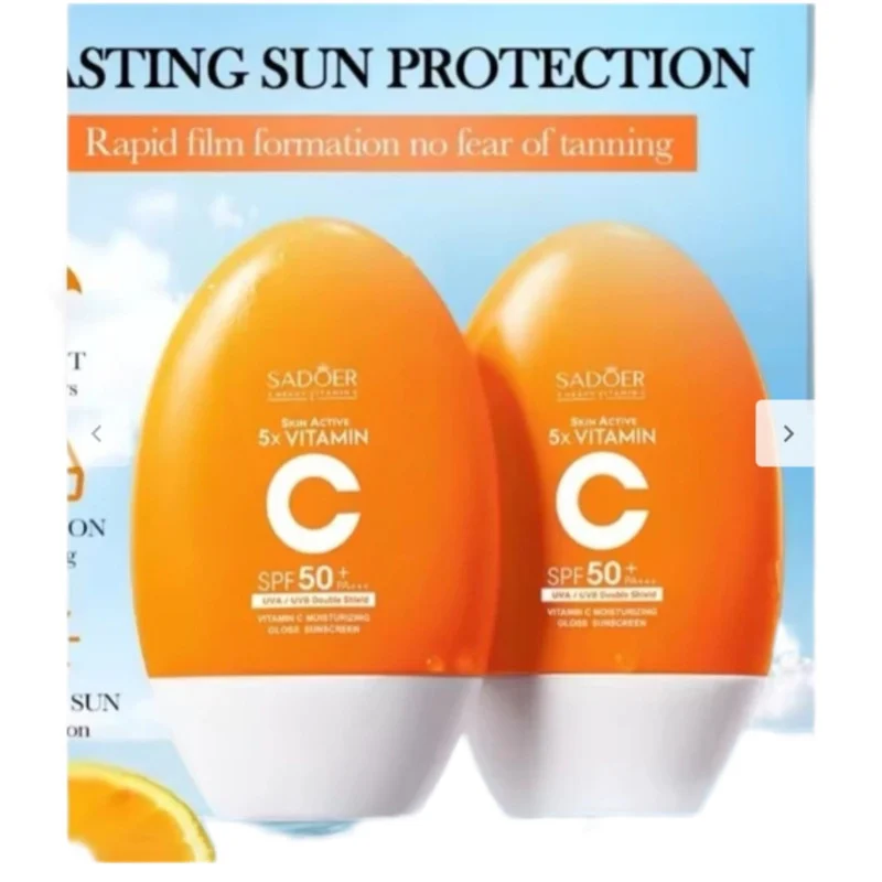 کرم ضد آفتاب بی‌رنگ دست، صورت سادور SPF 50 مدل Vitamin C ×5 ‌، محافظ +++UVA،UVB،PA، مناسب برای انواع پوست حجم ۵۰ میلی‌لیتر