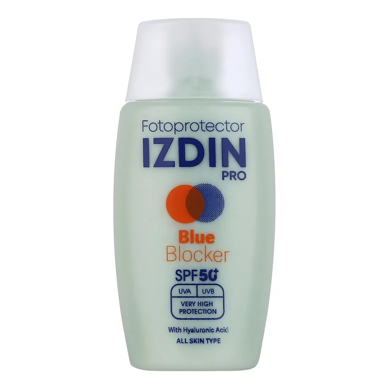 فلوئید ضد آفتاب بیرنگ صورت و گردن ایزدین پرو SPF 50 مدل Blue Blocker محافظ در برابر اشعه UVA و UVB مناسب برای انواع پوست حجم 50 میلیلیتر