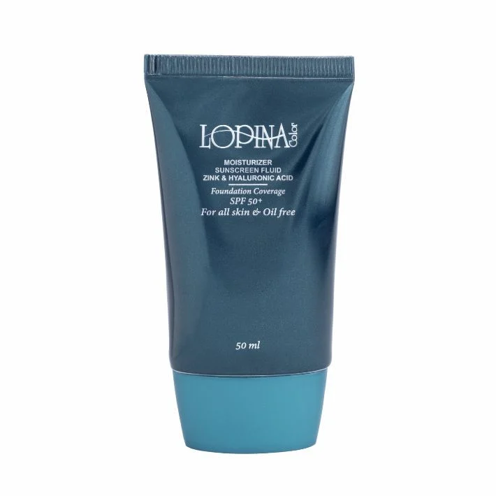 فلوئید ضد آفتاب رنگی صورت لوپینا کالر SPF 50 مدل strong coverage محافظ UVA ،UVB و PA+++ مناسب برای انواع پوست حجم 50 میلیلیتر