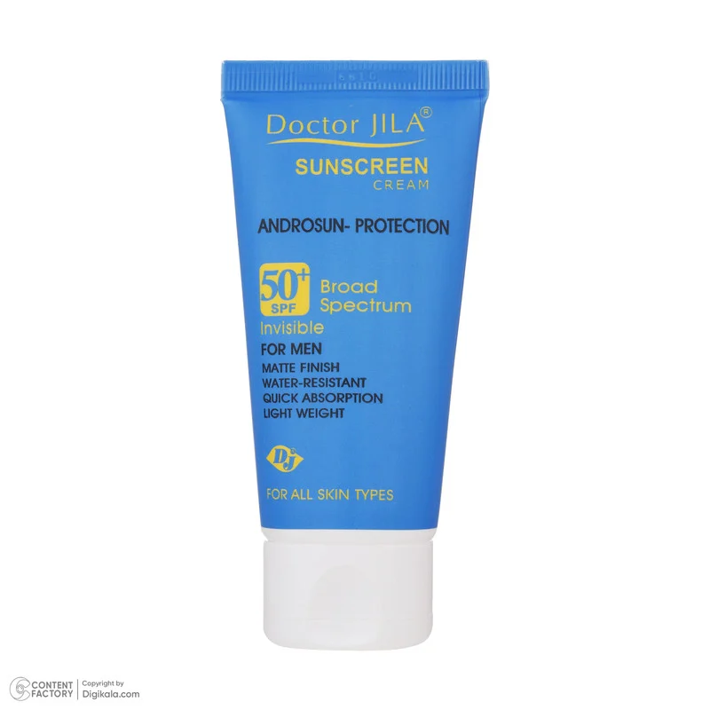 کرم ضد آفتاب بدون رنگ آقایان دکتر ژیلا SPF 50 مدل Androsun مناسب انواع پوست وزن 50 گرم