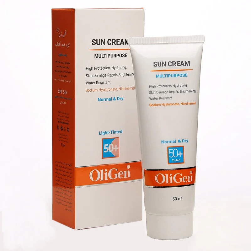 کرم ضد آفتاب رنگی الی ژن SPF 50 مدل L_T_D ‌مناسب پوست‌های معمولی و خشک حجم 50 میلی‌لیتر