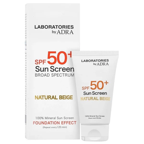 کرم ضد آفتاب رنگی صورت و گردن آدرا SPF 50 مدل Foundation Effect محافظ UVA/UVB ‌مناسب برای انواع پوست حجم 50 میلی‌لیتر