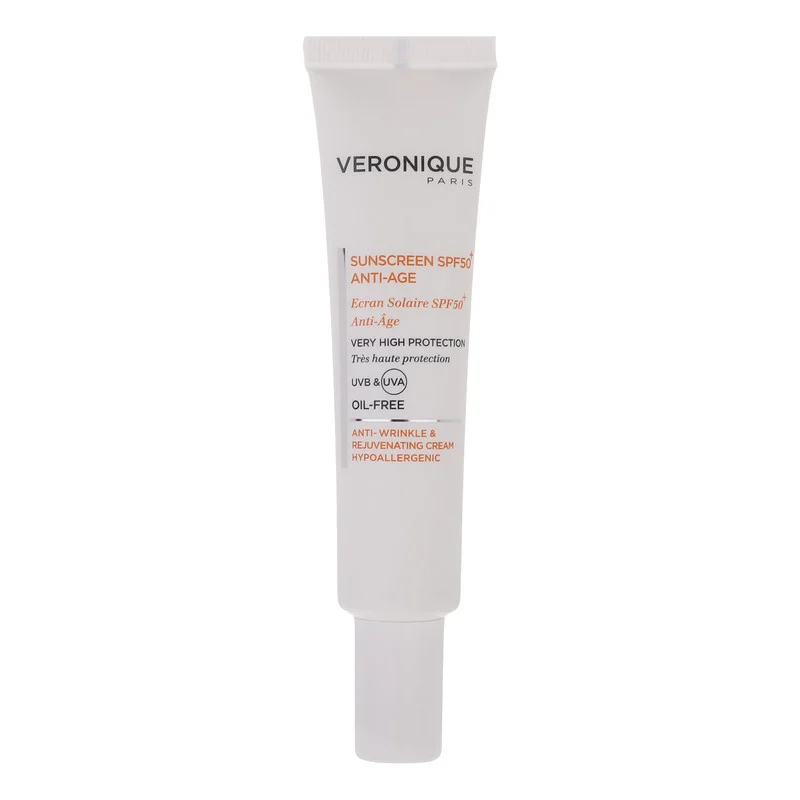 کرم ضد آفتاب بدون رنگ ورونیک SPF50 مدل Anti Age محافظ UVA ،UVB، مناسب پوست چرب حجم 40 میلی‌لیتر