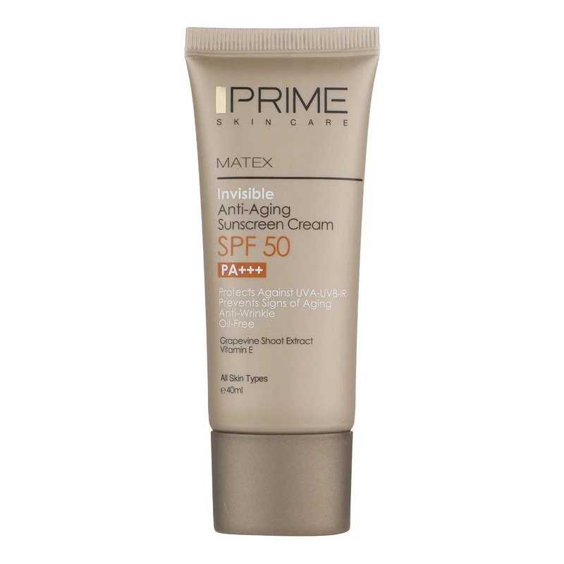 کرم ضد آفتاب و ضد چروک بی رنگ پرایم مدل Matex Colorless SPF50 مناسب انواع پوست حجم 40 میلی لیتر