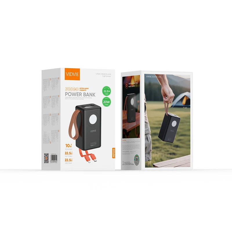 پاوربانک 22.5 وات ویدوی مدل PB7033-30000/22.5W ظرفیت 30000 میلیآمپرساعت