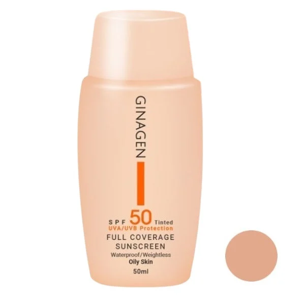 کرم ضدآفتاب رنگی ژیناژن مدل SPF50-03، مناسب پوست‌های معمولی و خشک، حجم 50 میلی‌لیتر