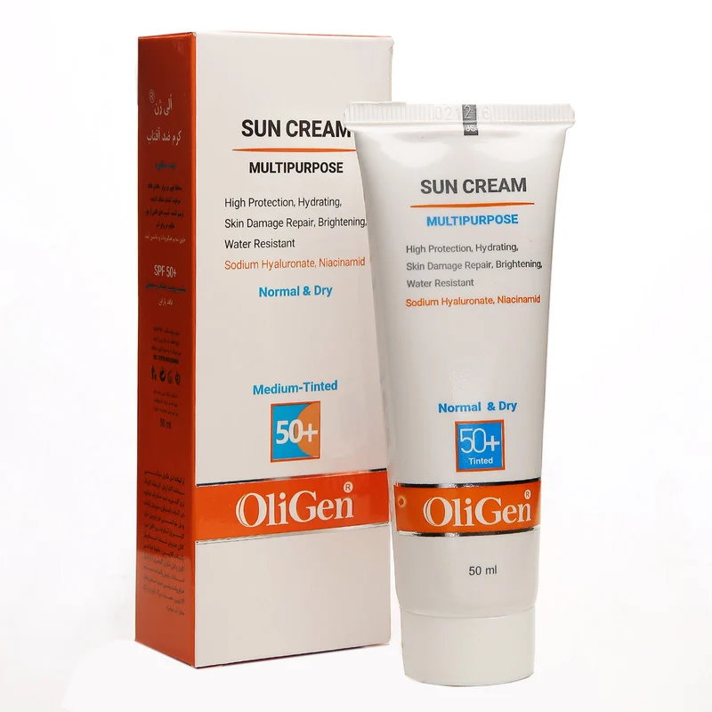 کرم ضد آفتاب رنگی الی ژن SPF 50 مدل M_T_D مناسب پوستهای خشک و معمولی حجم 50 میلیلیتر