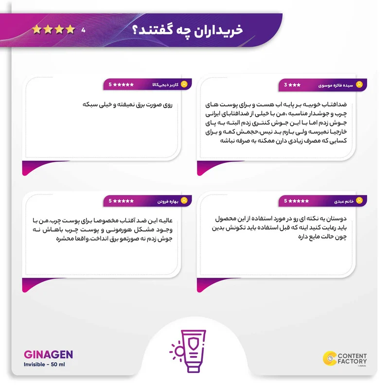 کرم ضدآفتاب بی‌رنگ ژیناژن مدل SPF50، مناسب پوست‌های چرب، حجم 50 میلی‌لیتر