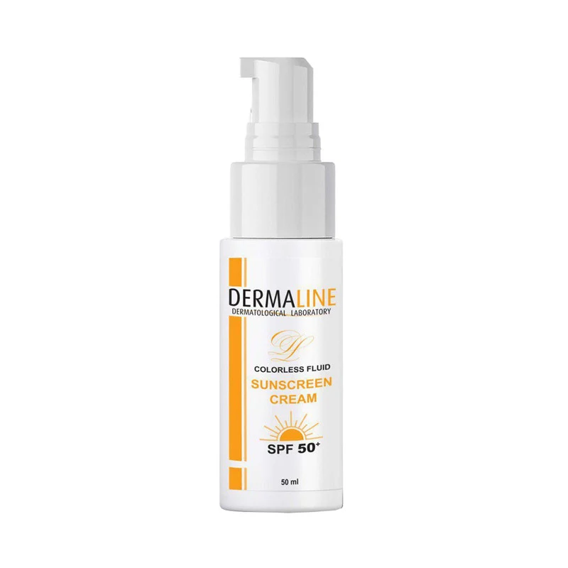 کرم ضد آفتاب بی‌رنگ صورت درمالاین SPF 50 مدل laboratory ‌محافظ در برابر uva/uvb مناسب برای انواع پوست حجم 50 میلی‌لیتر