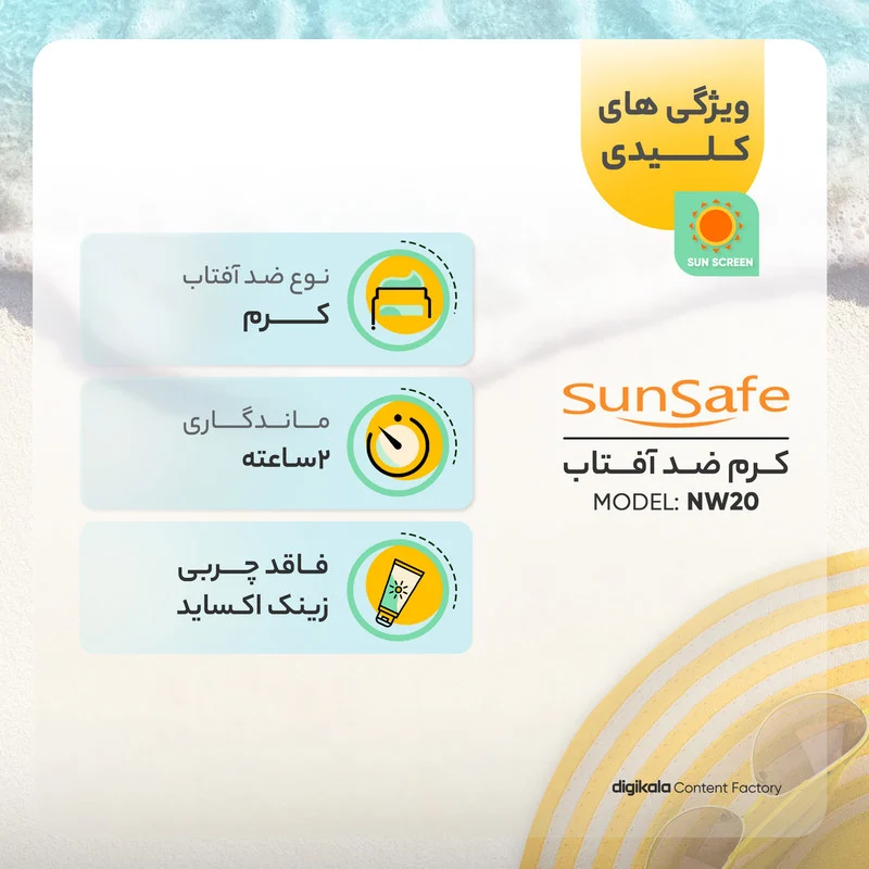 کرم ضدآفتاب سان‌سیف مدل NW20، حجم 40 میلی‌لیتر