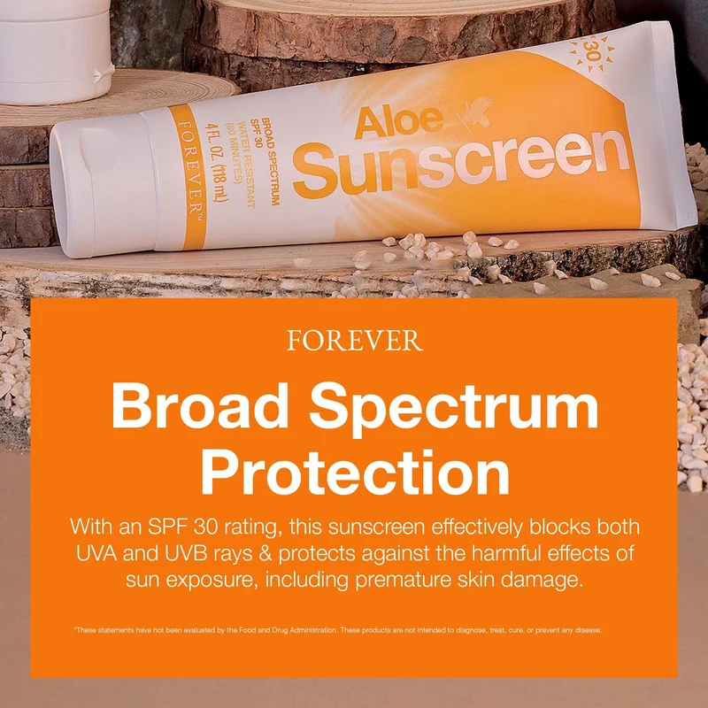 کرم ضد آفتاب بی‌رنگ فوراور لیوینگ پروداکتس، SPF 30، مدل 01، مناسب انواع پوست با حجم 118 میلی‌لیتر، محافظت‌کننده در برابر اشعه‌های UVA و UVB، ضد آب و مرطوب‌کننده، روشن‌کننده، دارای فرمولاسیون زینک اکساید، آلوئه ورا و ویتامین E، با ماندگاری 2 ساعته