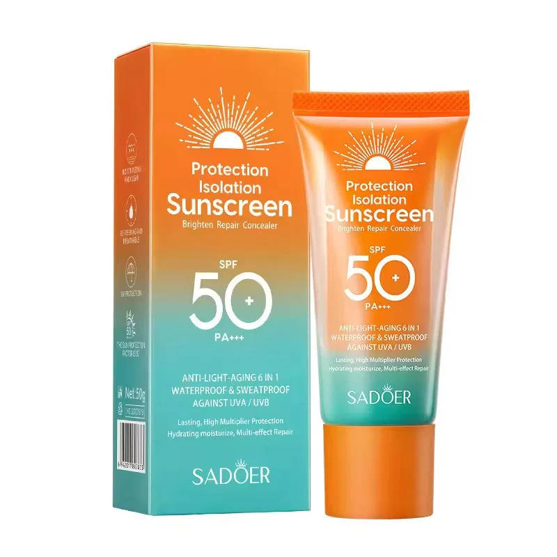 کرم ضد آفتاب بدون رنگ سادور SPF 50 مدل PI محافظ UVA ،UVB و PA+++، ضد حساسیت، ضد چروک و ضد پیری، مناسب انواع پوست‌ وزن 50 گرم