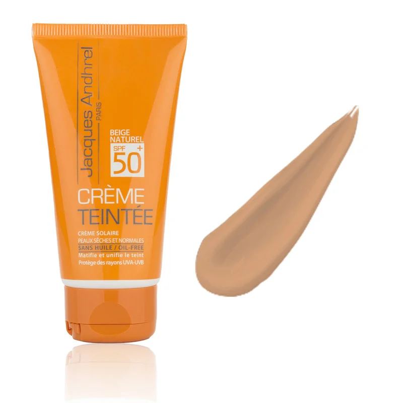 کرم ضد آفتاب رنگی ژاک آندرل پاریس SPF 50 مدل طبیعی ‌محافظ UVA/UVB مناسب برای پوست خشک حجم 50 میلی‌لیتر