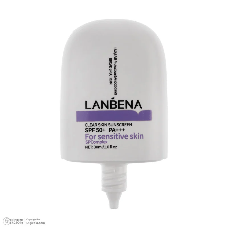 کرم ضد آفتاب بدون رنگ لنبنا SPF 50 مدل sensitive حاوی محافظ UVB و UVA مناسب پوست های حساس حجم 30 میلی لیتر