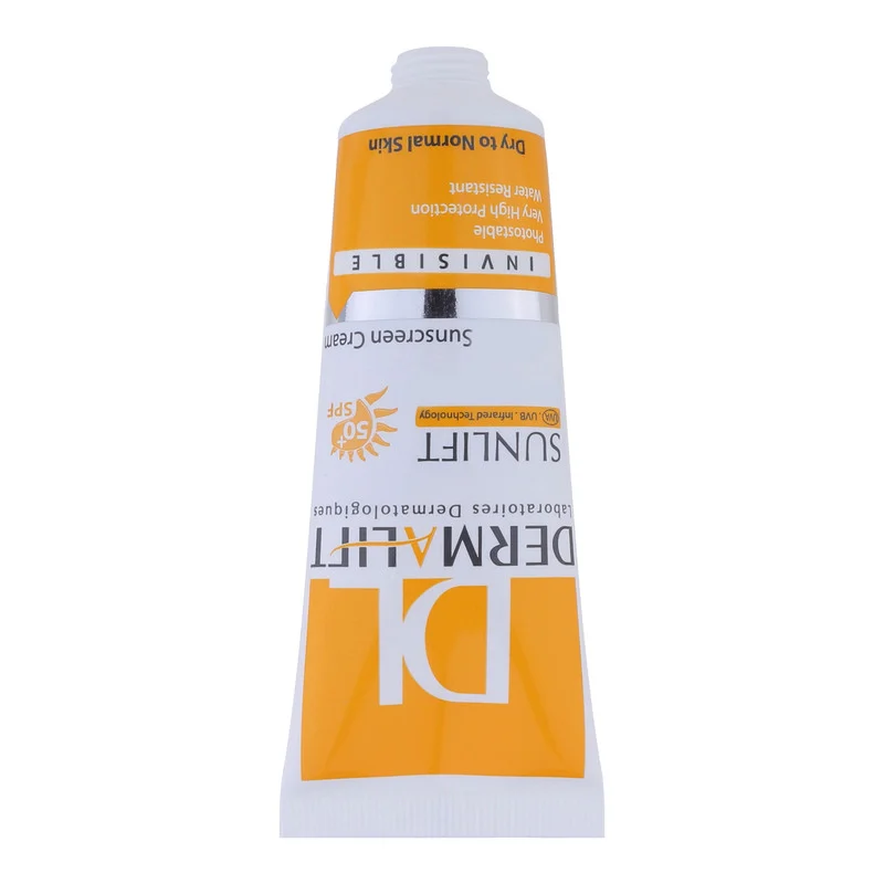 کرم ضد آفتاب بیرنگ صورت درمالیفت SPF 50 مدل SUNLIFT SPF50 محافظ UVA ،UVB، ضد آب، مناسب پوست خشک حجم 40 میلیلیتر مناسب برای خشک، معمولی حجم 40 میلیلیتر