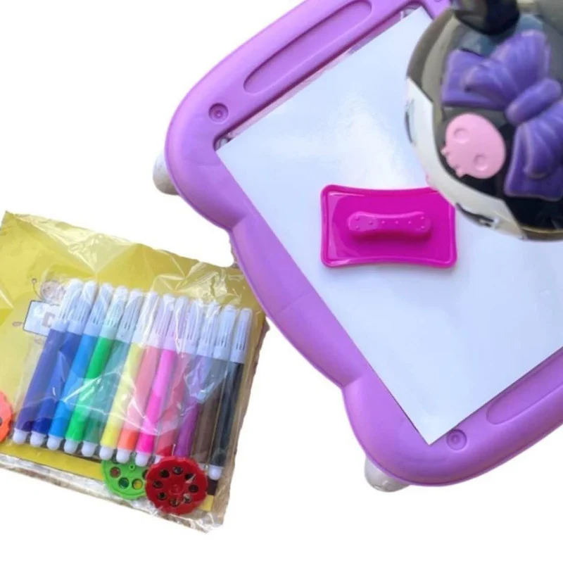 بازی آموزشی رنگ آمیزی ناب سل مدل میز نقاشی پروژکتوردار چراغدار طرح کرومی PROJECTION PAINTING 12COLORS WATERCOLOR PEN WITH 24 PATERN