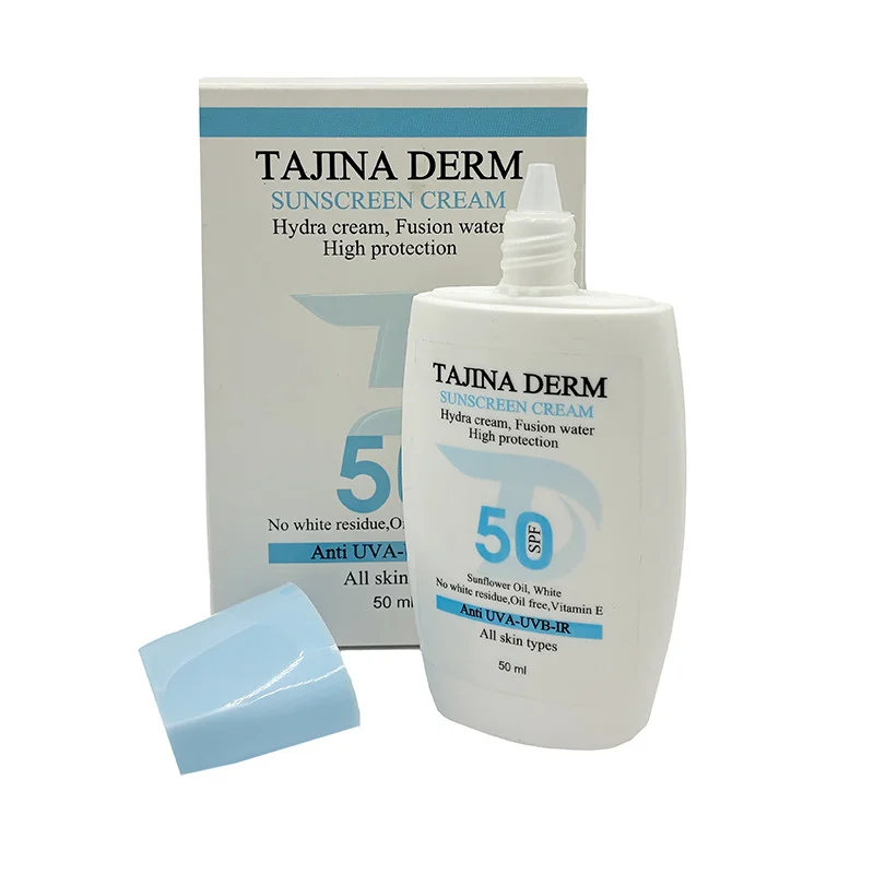 کرم ضد آفتاب بی‌رنگ تاجینادرم SPF 50 مدل All skin مناسب برای انواع پوست محافظ UVA/UVB حجم 50 میلی‌لیتر
