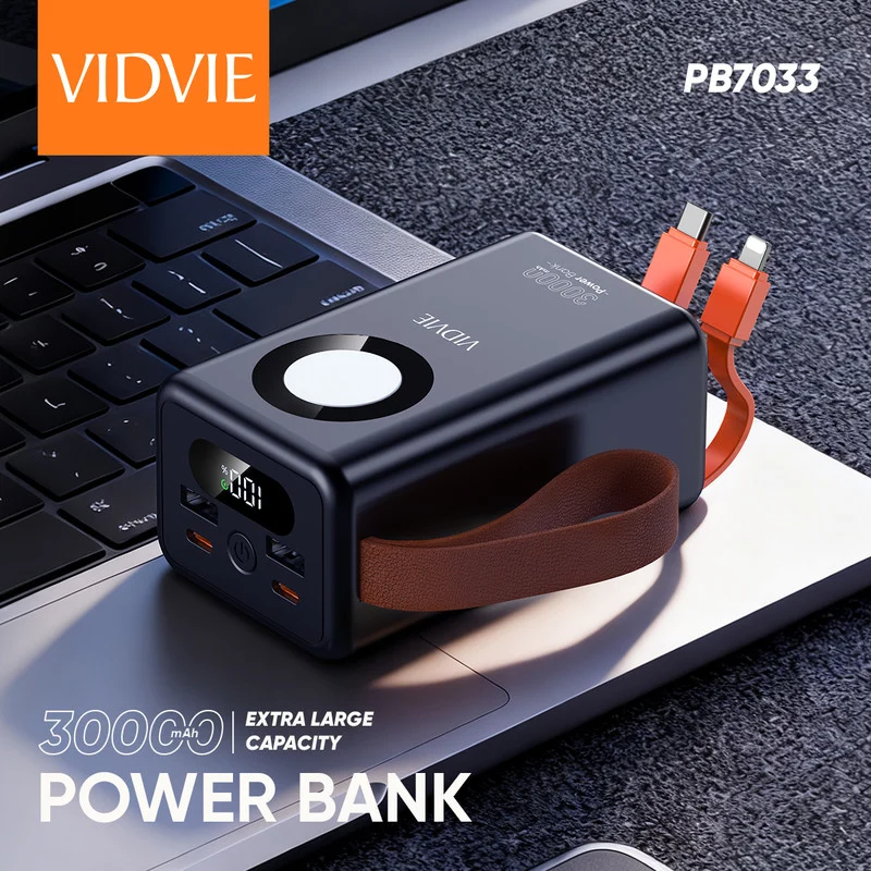 پاوربانک 22.5 وات ویدوی مدل PB7033-30000/22.5W ظرفیت 30000 میلیآمپرساعت