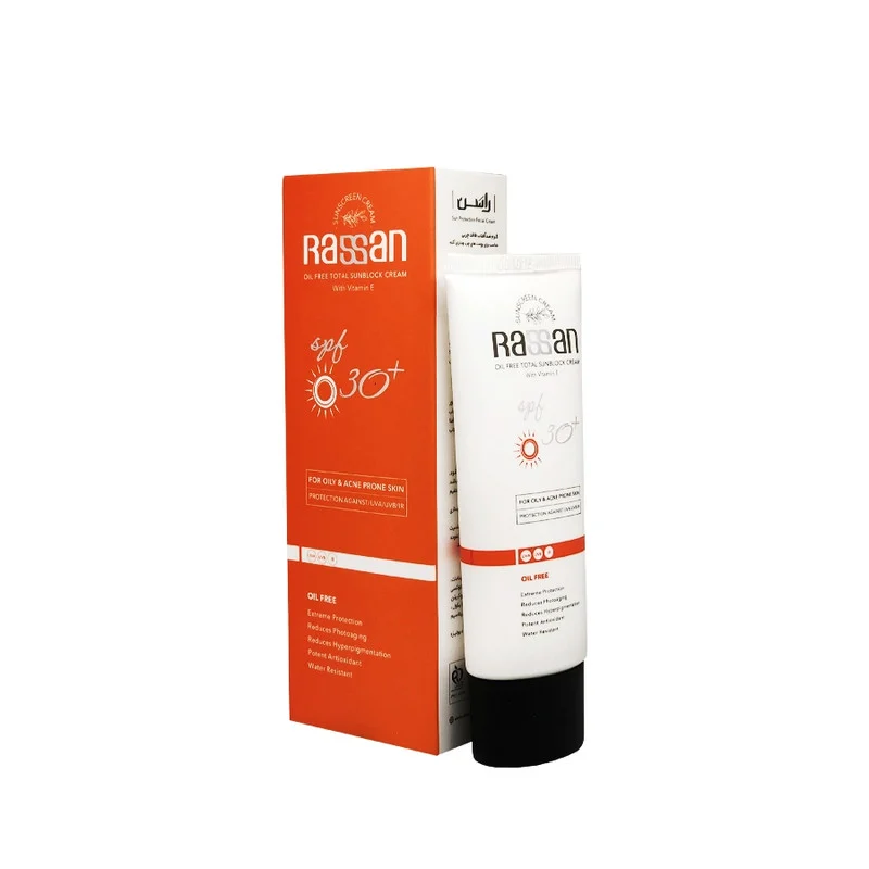 کرم ضد آفتاب بدون رنگ راسن SPF 30 مدل potent مناسب پوستهای چرب حجم 40 میلیلیتر