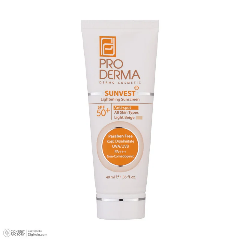کرم ضدآفتاب رنگی پرودرما مدل SPF50 مناسب انواع پوست، حجم 40 میلیلیتر