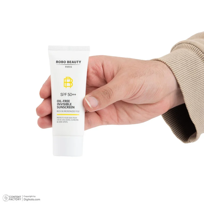 کرم ضد آفتاب بی‌رنگ صورت روبو بیوتی SPF 50 مدل Niacinamide محافظ UVA،UVB مناسب برای انواع پوست حجم 40 میلی لیتر