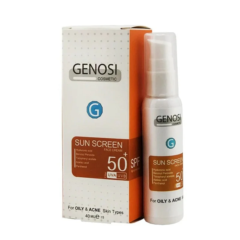 کرم ضد آفتاب بیرنگ گنوسی SPF 50 مدل هیالورونیک اسید محافظ در برابر UVA/UVB مناسب برای پوست چرب حجم 40 میلیلیتر