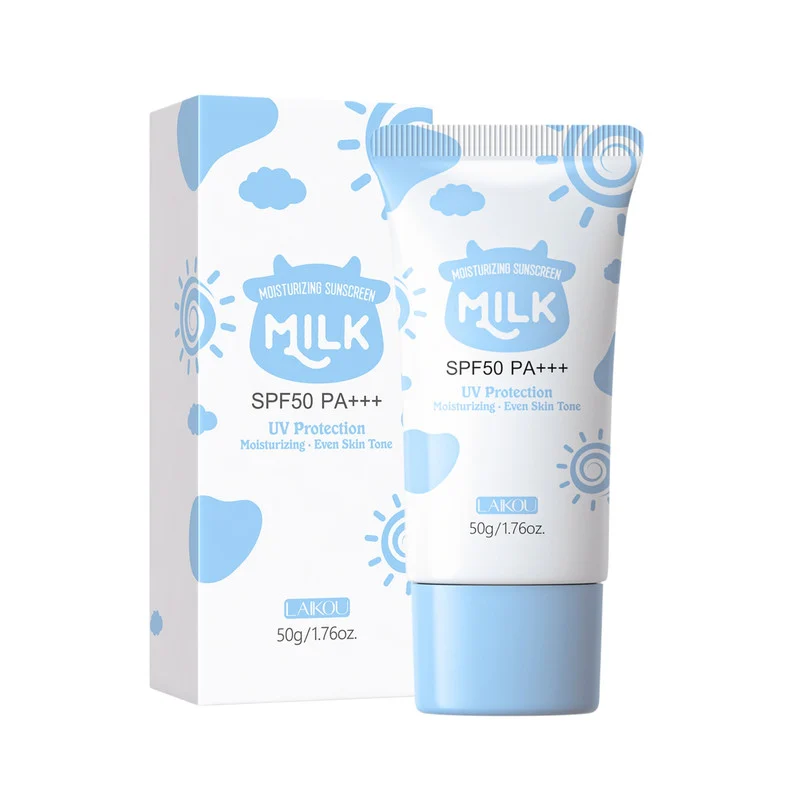 کرم ضد آفتاب بدون رنگ لایکو SPF 50 مدل شیر گاو محافظ UVA ،UVB و PA+++ ، مرطوب کننده، مناسب انواع پوست‌ وزن 50 گرم