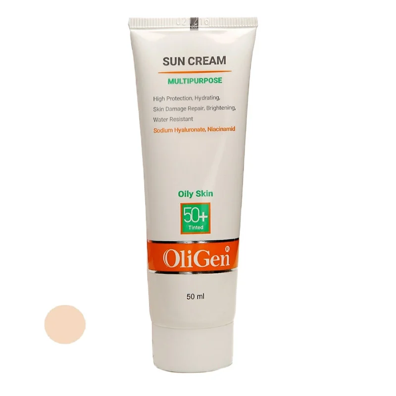 کرم ضد آفتاب رنگی الی ژن SPF 50 مدل L_T_O مناسب پوست‌های چرب حجم 50 میلی‌لیتر
