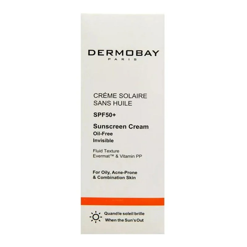 کرم ضد آفتاب بدون رنگ درموبای SPF 50 مدل 01 محافظ UVA، ‌تنظیم کننده ترشح چربی پوست مناسب پوست‌های چرب و مختلط حجم 40 میلی‌لیتر