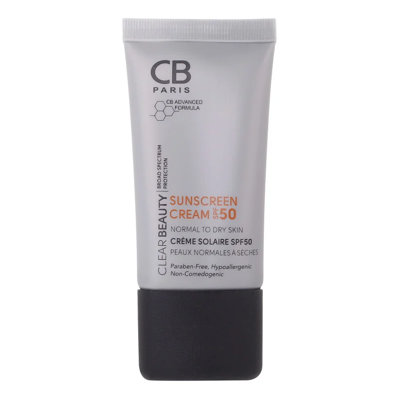 کرم ضد آفتاب بدون رنگ سی بی پاریس SPF 50 مدل 054 ‌مناسب پوست‌های معمولی و خشک حجم 40 میلی‌لیتر