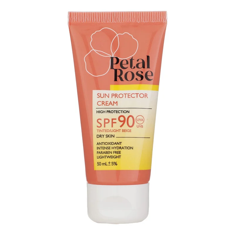 کرم ضد آفتاب رنگی پتال رز SPF 90 مدل 01 مناسب پوست خشک حجم 50 میلی‌لیتر