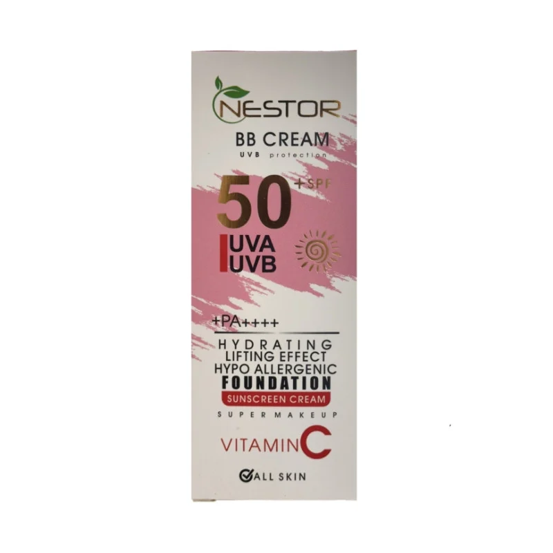 کرم ضد آفتاب رنگی نستور SPF 50 شماره 2 مدل ویتامین c ‌مناسب پوست‌های خشک حجم 50 میلی‌لیتر