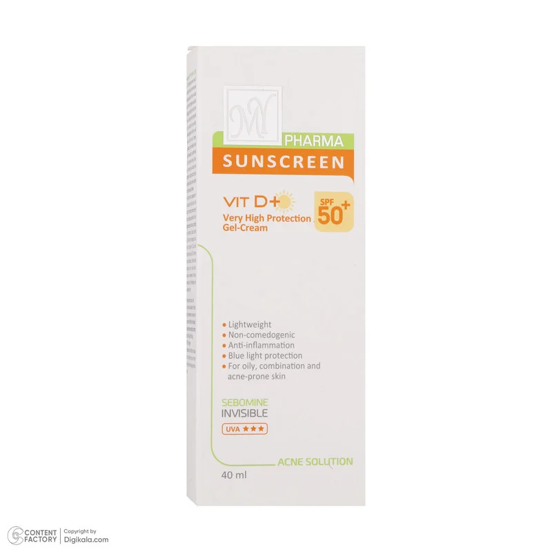 کرم ضدآفتاب بی‌رنگ مای سری فارما مدل SPF50، مناسب پوست‌های چرب و مختلط، حجم 40 میلی‌لیتر