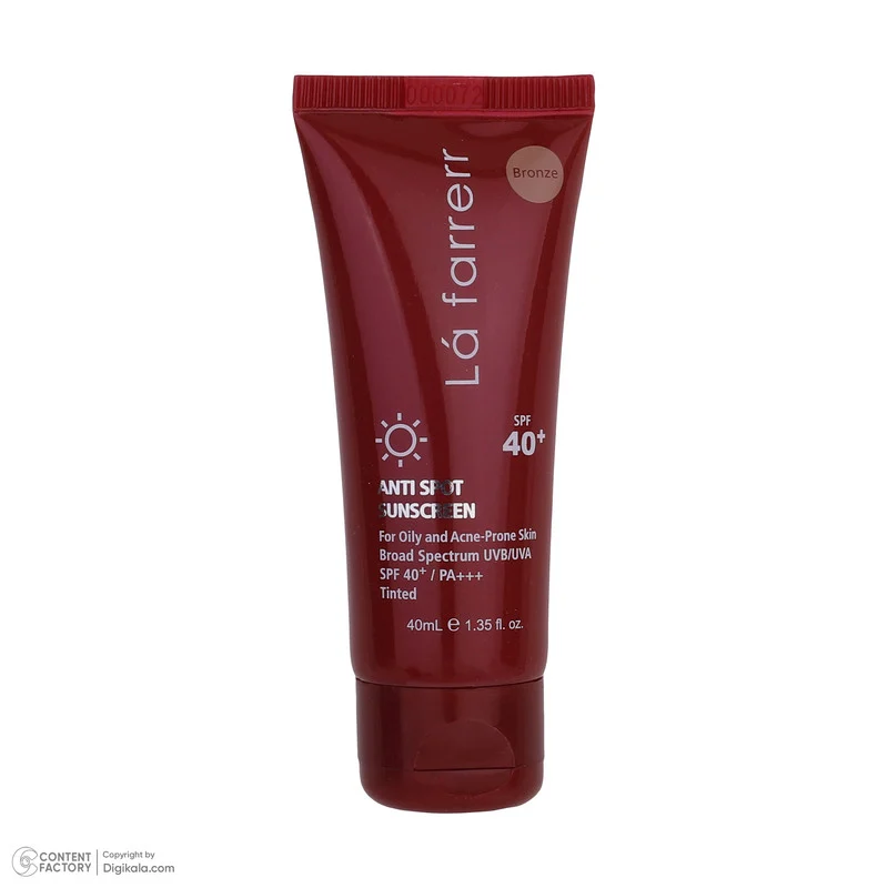 کرم ضدآفتاب رنگی لافارر مدل SPF40، مناسب پوست‌های چرب، حجم 40 میلی‌لیتر