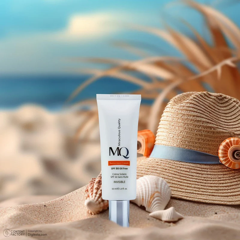 کرم ضدآفتاب بی‌رنگ ام کیو SPF50 مدل INVISIBLE، مناسب پوست‌های چرب، حجم 55 میلی‌لیتر