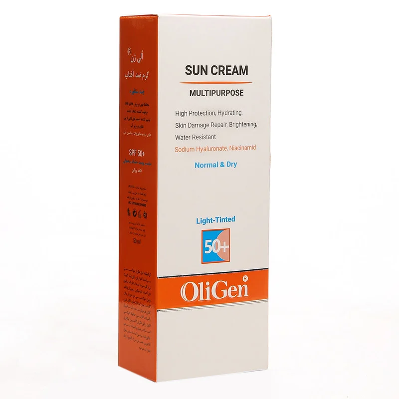 کرم ضد آفتاب رنگی الی ژن SPF 50 مدل L_T_D ‌مناسب پوست‌های معمولی و خشک حجم 50 میلی‌لیتر