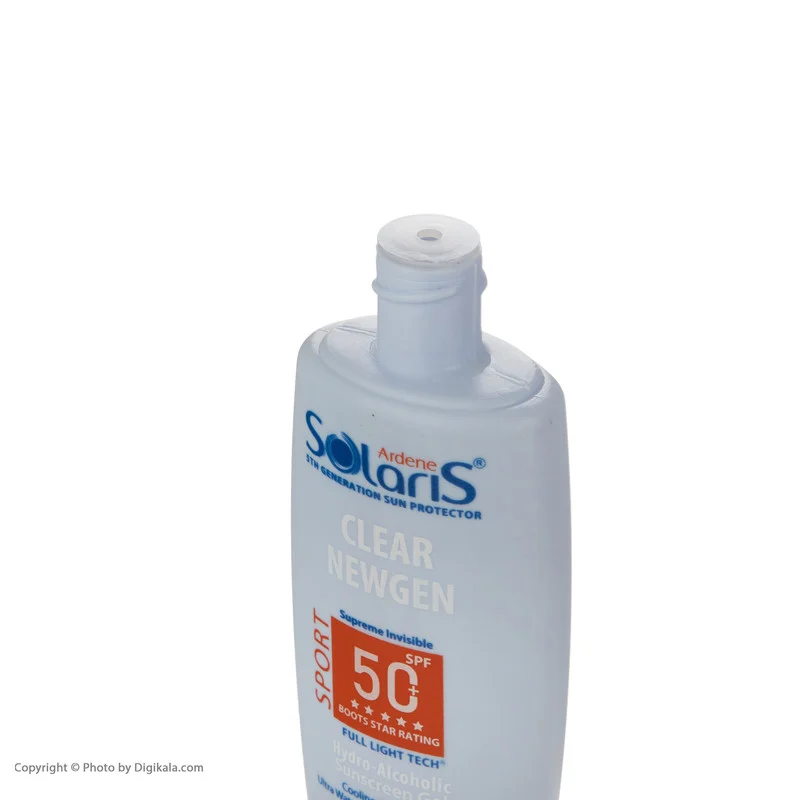 ژل ضدآفتاب بی‌رنگ آردن سولاریس SPF50 مدل Clear Newgen، مناسب پوست‌های چرب، حجم 100 میلی‌لیتر