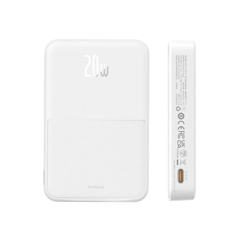پاوربانک بی‌سیم 20 وات بیسوس مدل MagPro Magnetic Bracket 20w با ظرفیت 5000 میلی آمپر ساعت به همراه کابل USB-C به USB-C