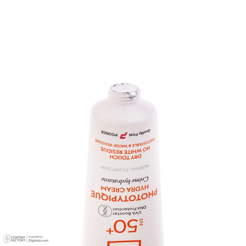 فلوئید ضد آفتاب بدون رنگ درماتیپیک مدل hydra cream محافظ UVA،UVB مناسب برای پوست خشک حجم 40 میلی لیتر